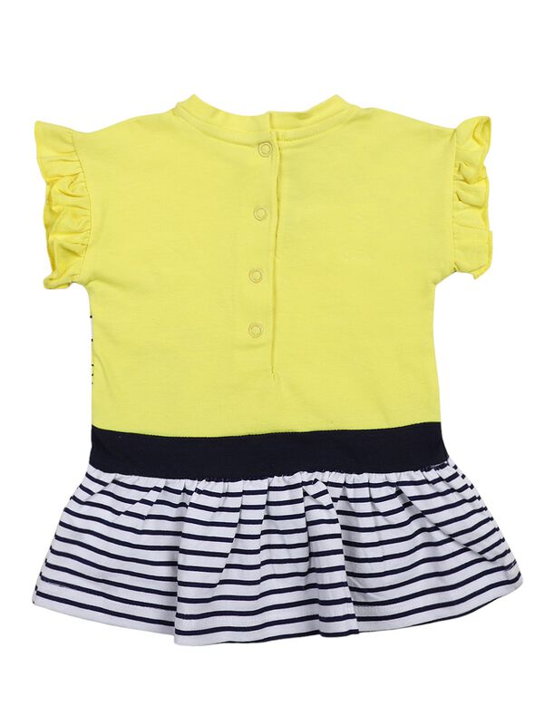 Girls Medium Yellow Short Sleeve Knitted Dress image number 1